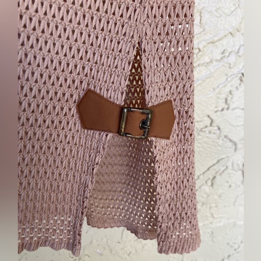 Maryan Mehlhorn Tan Knit Swimwear Cover Up Tunic with Buckle Accents - Picture 5 of 9